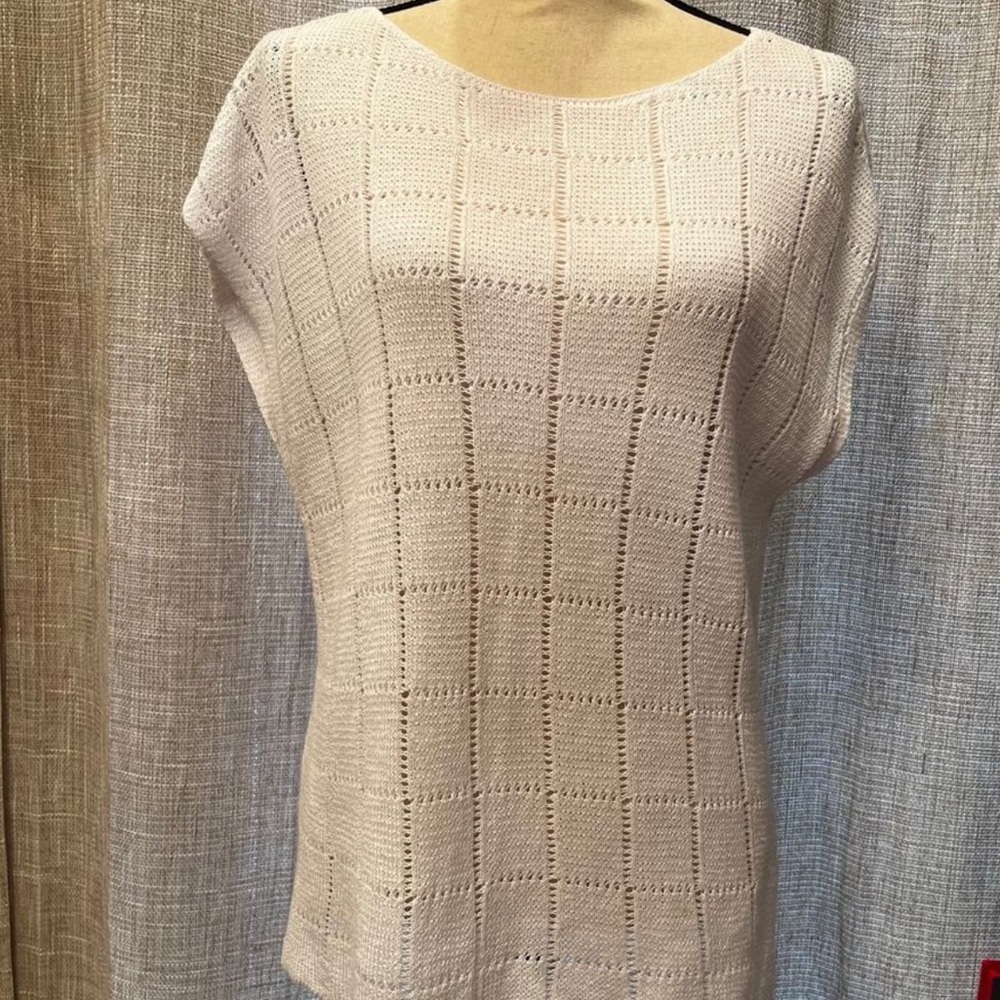 Eileen Fisher 100% Linen White Blouse Coastal Top